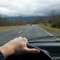 Driver's view of a non-emergency medical transportation vehicle