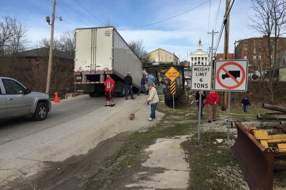 6-ton-bridge-buckled-semi-truck Young Trucker Destroys Historic Bridge - Goes To Jail