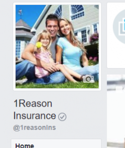 Picture of 1 Reason Insurance's name with a check mark within a circle to indicate the company is Facebook verified.