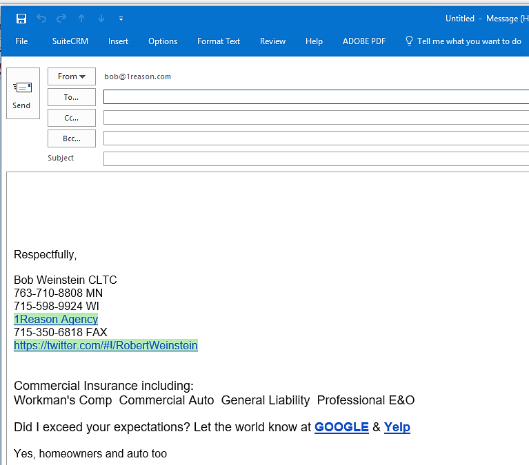 Screenshot of Microsoft Office 365 Online Outlook outgoing mail window 