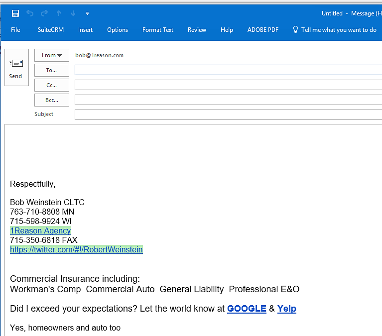 How To Add a Signature To Microsoft Office 365 Outlook, Or Why Microsoft  Can't Compete With Gmail - 1 Reason Insurance